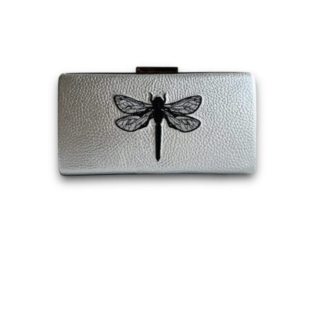 DRAGONFLY-SILVER DERİ CLUTCH