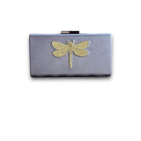 DRAGONFLY-GRİ DERİ CLUTCH