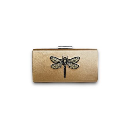 DRAGONFLY-Gold deri el ve omuz çantası